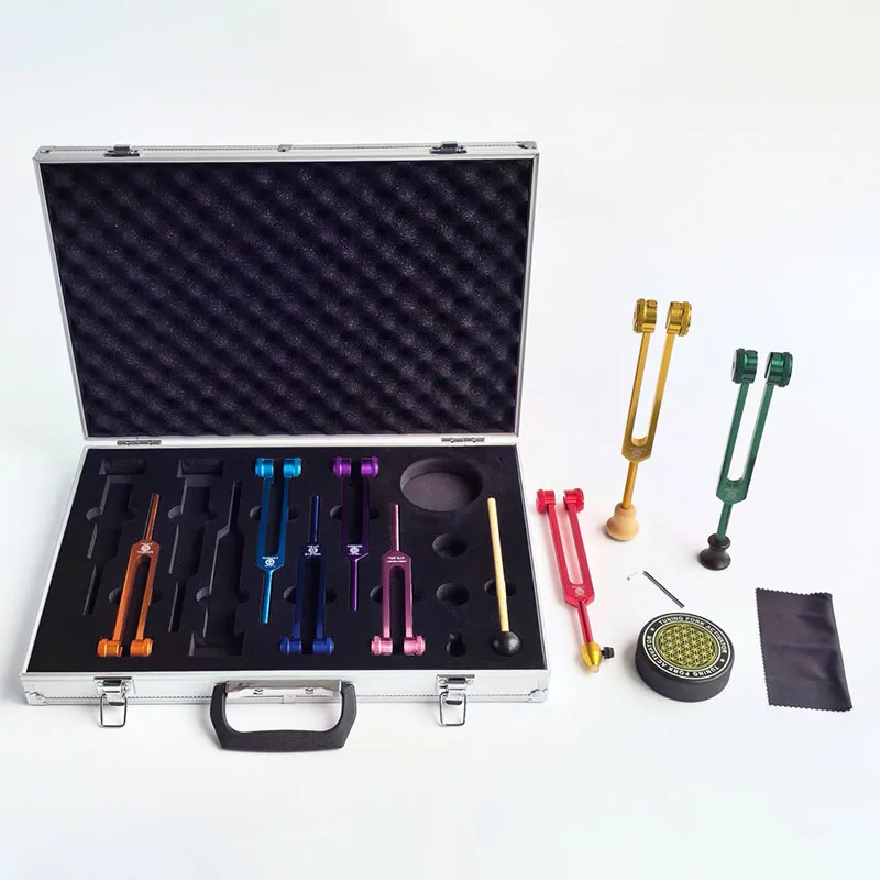 Kleurrijke stemvorkset, medita - Health & Wellness Unlimited recensie en prijs